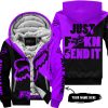 JUST FCKN SEND IT – 3D ALL OVER PRINTED – FOX RACING GIRL – PURPLE - FLEECE ZIP HOODIE