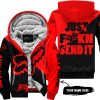 JUST FCKN SEND IT – 3D ALL OVER PRINTED – FOX RACING GIRL – RED - FLEECE ZIP HOODIE