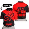 JUST FCKN SEND IT – 3D ALL OVER PRINTED – FOX RACING GIRL – RED - POLO SHIRT