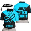 JUST FCKN SEND IT – 3D ALL OVER PRINTED – FOX RACING GIRL – SKY BLUE - POLO SHIRT
