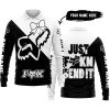 JUST FCKN SEND IT – 3D ALL OVER PRINTED – FOX RACING GIRL – WHITE - LONG SLEEVE POLO SHIRT