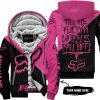 TILL THE FUCKIN FREAKIN TRAINING WHEEL FALL OFF - 3D ALL OVER PRINTED - FOX RACING GIRL - PINK 1 - FLEECE ZIP HOODIE