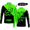 TOO FAST TO LIVE TOO YOUNG TO DIE – 3D ALL OVER PRINTED – FOX RACING GIRL – GREEN - LONG SLEEVE POLO SHIRT