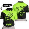 TOO FAST TO LIVE TOO YOUNG TO DIE – 3D ALL OVER PRINTED – FOX RACING GIRL – GREEN 1 - POLO SHIRT