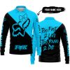 TOO FAST TO LIVE TOO YOUNG TO DIE – 3D ALL OVER PRINTED – FOX RACING GIRL – SKY BLUE - LONG SLEEVE POLO SHIRT