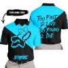 TOO FAST TO LIVE TOO YOUNG TO DIE – 3D ALL OVER PRINTED – FOX RACING GIRL – SKY BLUE - POLO SHIRT