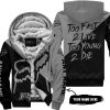 TOO FAST TO LIVE TOO YOUNG TO DIE – 3D ALL OVER PRINTED – FOX RACING GIRL – GREY - FLEECE ZIP HOODIE