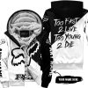 TOO FAST TO LIVE TOO YOUNG TO DIE – 3D ALL OVER PRINTED – FOX RACING GIRL – BLACK - FLEECE ZIP HOODIE