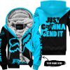JUST GONNA SEND IT – 3D ALL OVER PRINTED – FOX RACING GIRL – SKY BLUE - FLEECE ZIP HOODIE