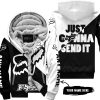 JUST GONNA SEND IT – 3D ALL OVER PRINTED – FOX RACING GIRL – WHITE - FLEECE ZIP HOODIE
