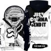 JUST GONNA SEND IT – 3D ALL OVER PRINTED – FOX RACING GIRL – BLACK - FLEECE ZIP HOODIE
