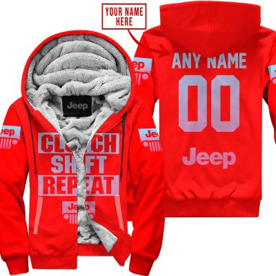 Gas Clutch Shift Repeat – Limited Edition – Jeep – Red - Fleece Zip Hoodie