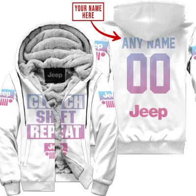 Gas Clutch Shift Repeat – Limited Edition – Jeep – White - Fleece Zip Hoodie
