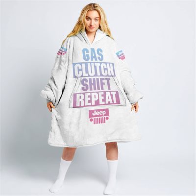 Gas Clutch Shift Repeat – Limited Edition – Jeep – White - Oodie Blanket