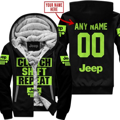 Gas Clutch Shift Repeat – Limited Edition – Jeep – Black Green 1 - Fleece Zip Hoodie