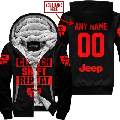 Gas Clutch Shift Repeat – Limited Edition – Jeep – Black Red - Fleece Zip Hoodie