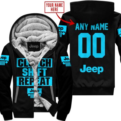 Gas Clutch Shift Repeat – Limited Edition – Jeep – Black Sky Blue - Fleece Zip Hoodie
