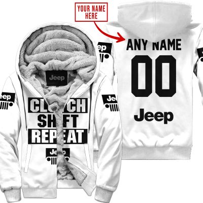 Gas Clutch Shift Repeat – Limited Edition – Jeep – White Black - Fleece Zip Hoodie