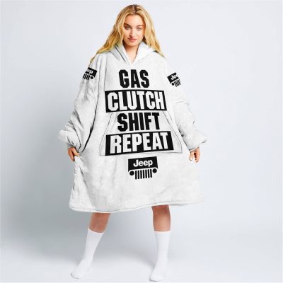 Gas Clutch Shift Repeat – Limited Edition – Jeep – White Black - Oodie Blanket