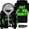 ZERO FOX GIVEN – JUST FCKN SEND IT – FOX RACING GIRL – BLACK GREEN - FLEECE ZIP HOODIE