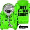 ZERO FOX GIVEN – JUST FCKN SEND IT – FOX RACING GIRL – GREEN V1 - FLEECE ZIP HOODIE