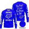 ZERO FOX GIVEN – TOO FAST TO LIVE TOO YOUNG TO DIE – FOX RACING – BLUE - SWEATER UGLY