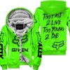 ZERO FOX GIVEN – TOO FAST TO LIVE TOO YOUNG TO DIE – FOX RACING – GREEN - FLEECE ZIP HOODIE