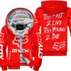 ZERO FOX GIVEN – TOO FAST TO LIVE TOO YOUNG TO DIE – FOX RACING – RED - FLEECE ZIP HOODIE