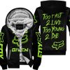 ZERO FOX GIVEN – TOO FAST TO LIVE TOO YOUNG TO DIE – FOX RACING – BLACK GREEN 1 - FLEECE ZIP HOODIE