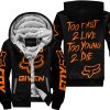 ZERO FOX GIVEN – TOO FAST TO LIVE TOO YOUNG TO DIE – FOX RACING – BLACK ORANGE - FLEECE ZIP HOODIE