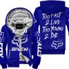 ZERO FOX GIVEN – TOO FAST TO LIVE TOO YOUNG TO DIE – FOX RACING GIRL – NAVY - FLEECE ZIP HOODIE