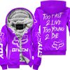ZERO FOX GIVEN – TOO FAST TO LIVE TOO YOUNG TO DIE – FOX RACING GIRL – PURPLE - FLEECE ZIP HOODIE