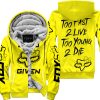 ZERO FOX GIVEN – TOO FAST TO LIVE TOO YOUNG TO DIE – FOX RACING GIRL – YELLOW - FLEECE ZIP HOODIE