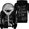 ZERO FOX GIVEN – TOO FAST TO LIVE TOO YOUNG TO DIE – FOX RACING GIRL – BLACK GREY - FLEECE ZIP HOODIE