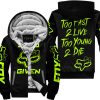 ZERO FOX GIVEN – TOO FAST TO LIVE TOO YOUNG TO DIE – FOX RACING GIRL – BLACK NEON - FLEECE ZIP HOODIE