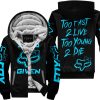 ZERO FOX GIVEN – TOO FAST TO LIVE TOO YOUNG TO DIE – FOX RACING GIRL – BLACK SKY BLUE - FLEECE ZIP HOODIE