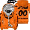 HALLOWEEN V1 – CUSTOM NAME – HONDA – ORANGE - FLEECE ZIP HOODIE