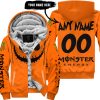 HALLOWEEN V1 – CUSTOM NAME – MONSTER ENERGY – ORANGE - FLEECE ZIP HOODIE
