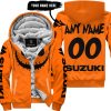 HALLOWEEN V1 – CUSTOM NAME – SUZUKI – ORANGE - FLEECE ZIP HOODIE