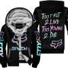 ZERO FOX GIVEN – TOO FAST TO LIVE TOO YOUNG TO DIE – FOX RACING – BLACK V1 - FLEECE ZIP HOODIE