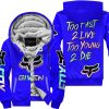 ZERO FOX GIVEN – TOO FAST TO LIVE TOO YOUNG TO DIE – FOX RACING – BLUE V1 - FLEECE ZIP HOODIE