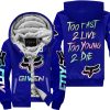 ZERO FOX GIVEN – TOO FAST TO LIVE TOO YOUNG TO DIE – FOX RACING – NAVY V1 - FLEECE ZIP HOODIE
