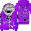ZERO FOX GIVEN – TOO FAST TO LIVE TOO YOUNG TO DIE – FOX RACING – PURPLE V1 - FLEECE ZIP HOODIE