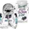 ZERO FOX GIVEN – TOO FAST TO LIVE TOO YOUNG TO DIE – FOX RACING GIRL – WHITE V1 - FLEECE ZIP HOODIE