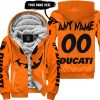 HALLOWEEN V4 – CUSTOM NAME – DUCATI – ORANGE - FLEECE ZIP HOODIE