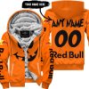 HALLOWEEN V4 – CUSTOM NAME – RED BULL – ORANGE - FLEECE ZIP HOODIE