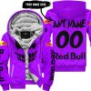 HALLOWEEN – CUSTOM NAME – RED BULL – PURPLE - FLEECE ZIP HOODIE
