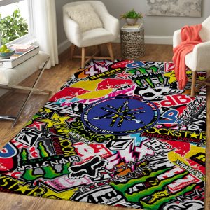 Fox racing flag rug, Fox racing patterned rug, Fox racing wheelie rug
