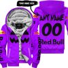 HALLOWEEN V2 – CUSTOM NAME – RED BULL – PURPLE - FLEECE ZIP HOODIE