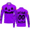 HALLOWEEN V2 – CUSTOM NAME – RED BULL – PURPLE - LONG SLEEVE POLO SHIRT